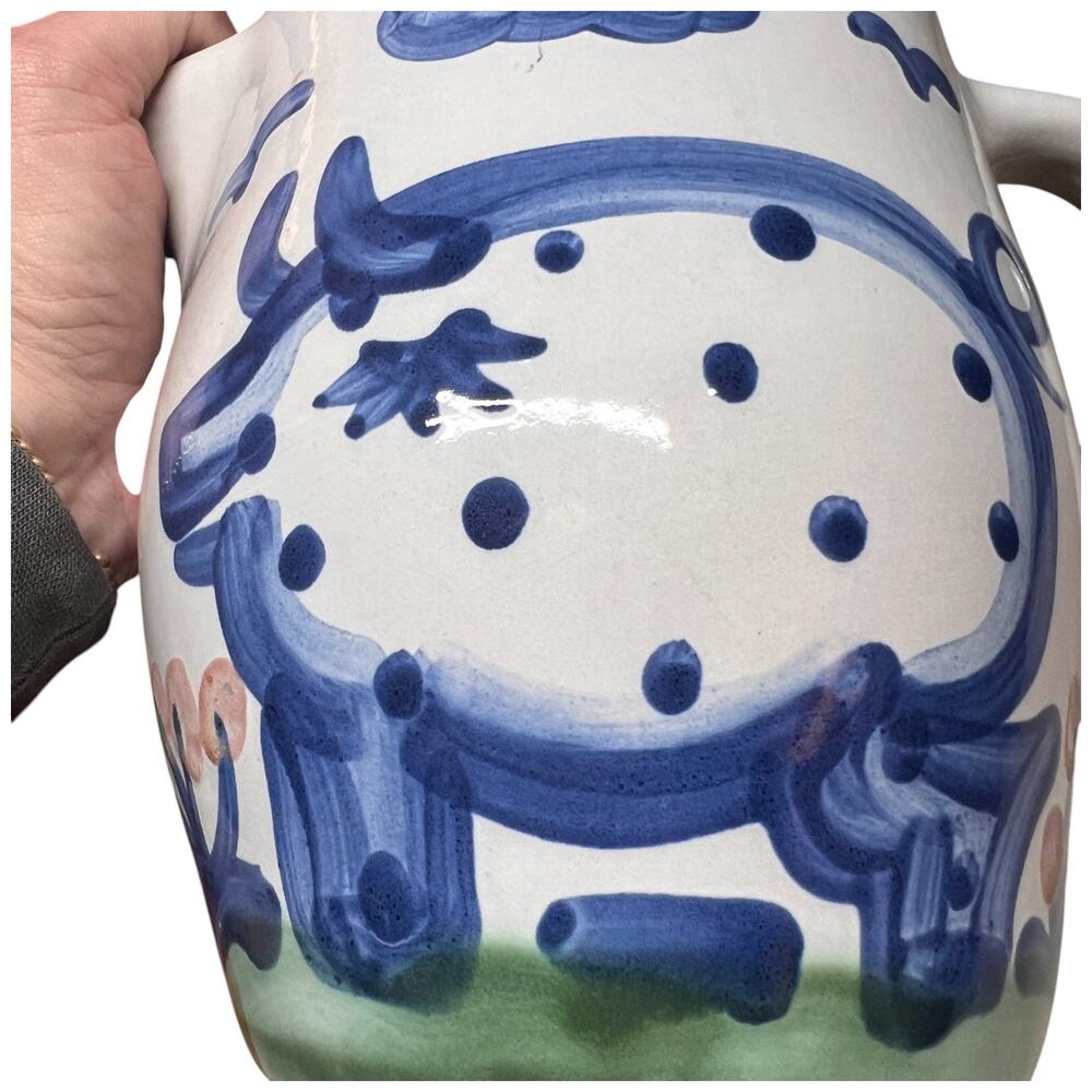 M.A. HADLEY The End Pig Pitcher Stoneware 64 oz Folk Art County Scene USA - Picture 8 of 11